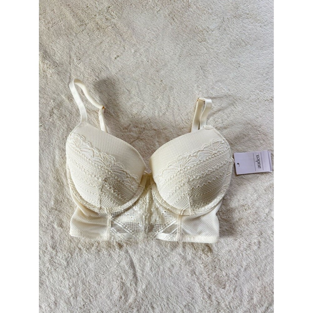 NEW Auden Cream Lace Longline Lightly Lined Bra